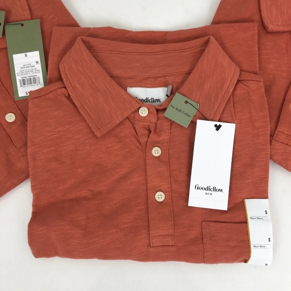 Goodiefellow Mens Polo Shirt Collared 3 Button Short Sleeve Bundle of 3 NEW Sz S - Picture 3 of 13